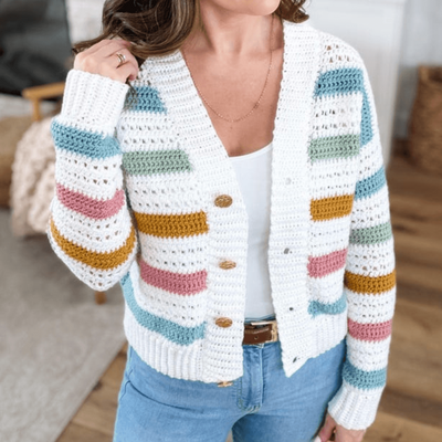 Estrila Striped Cardigan CROCHET PATTERN & VIDEO